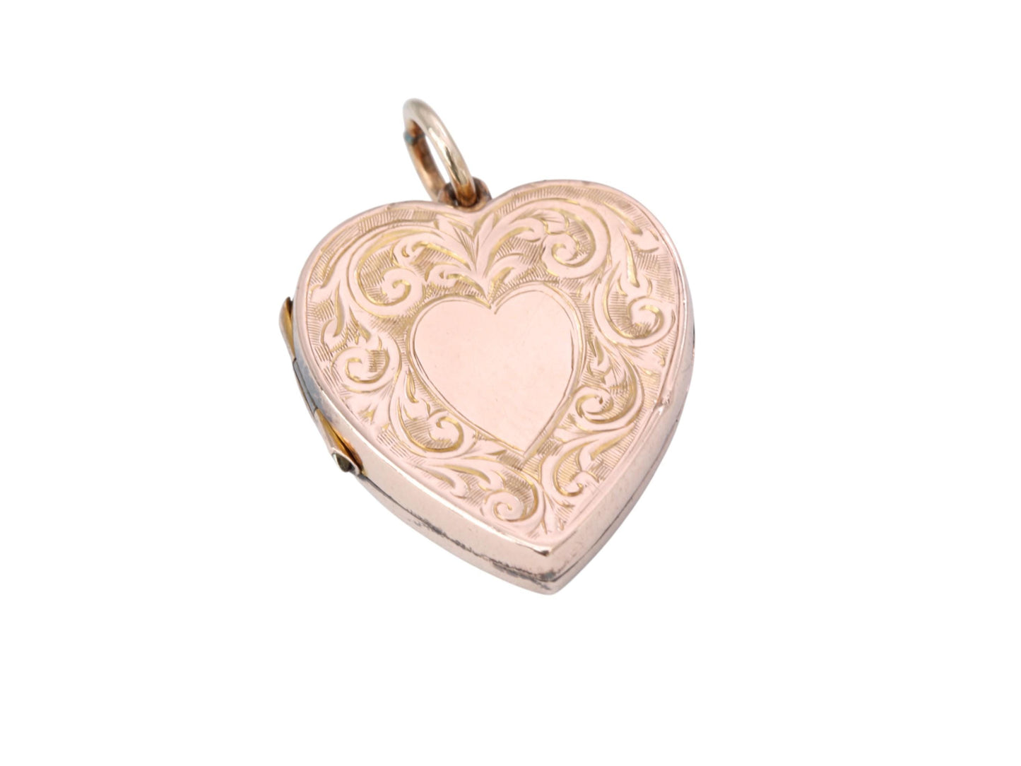 Antique Edwardian 9ct Gold Heart Locket, Floral Chasing & Forget-Me-Nots, 1907