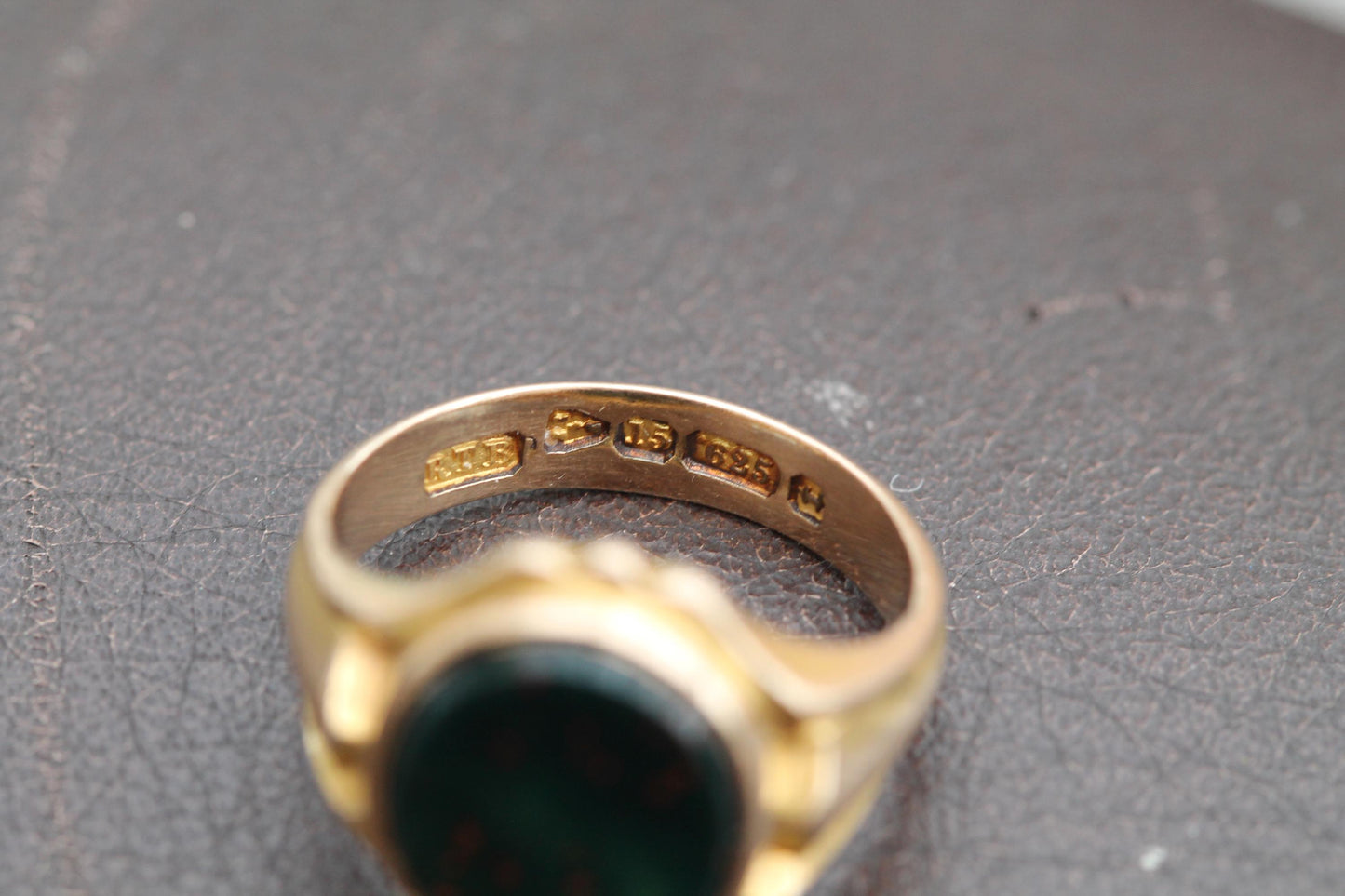 Antique 15ct Gold Bloodstone Signet Ring, 1893