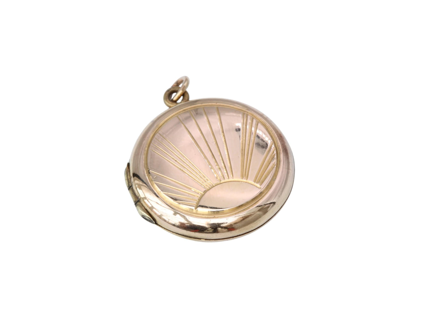 Vintage 9ct Gold Sunburst Locket, Art Deco Style c.1950