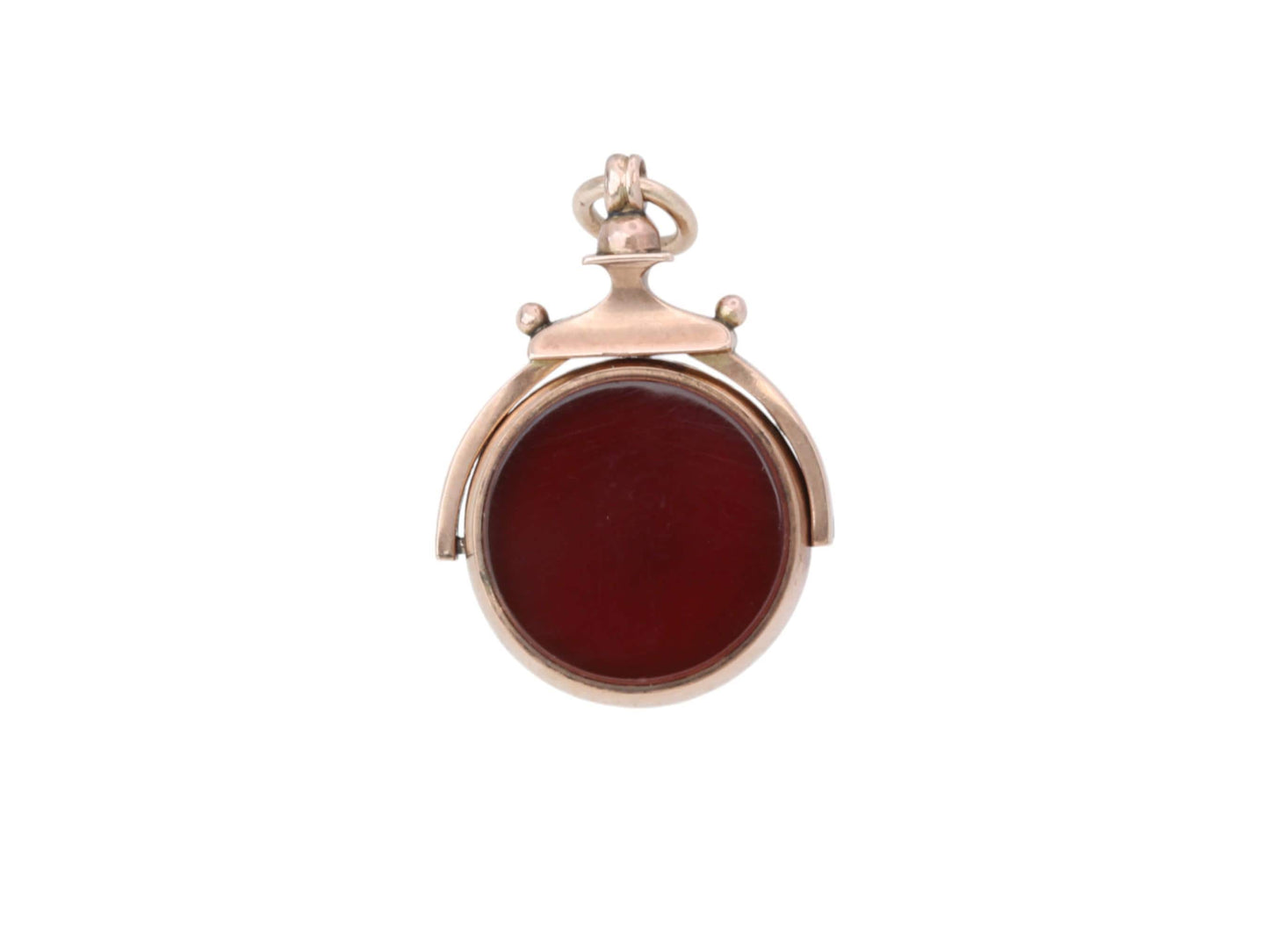 Antique 9ct Gold Carnelian Compass Spinner Pendant, 1913