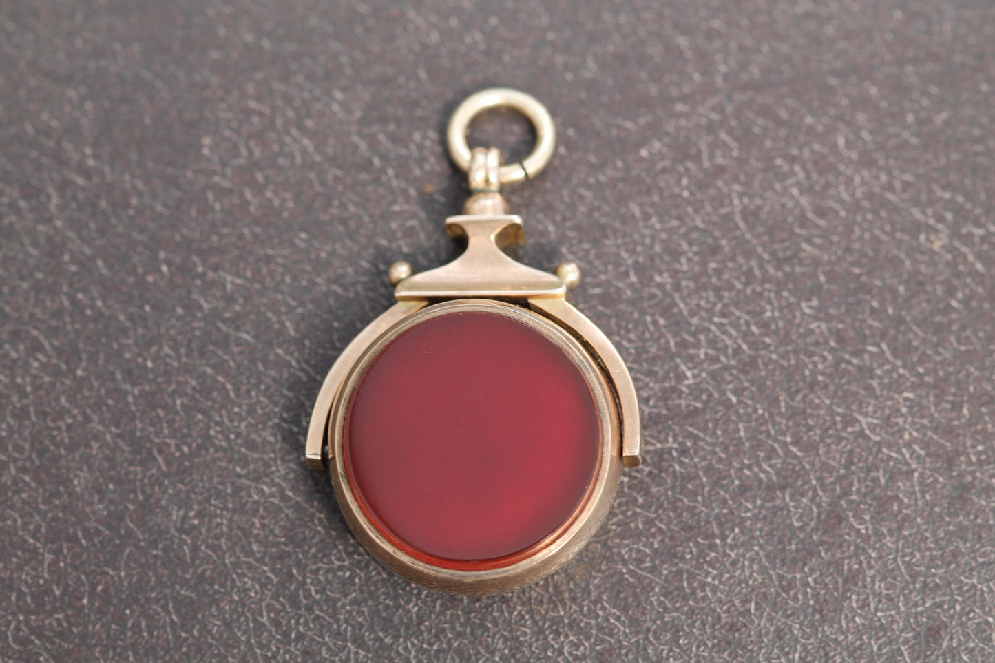 Antique 9ct Gold Carnelian Compass Spinner Pendant, 1913