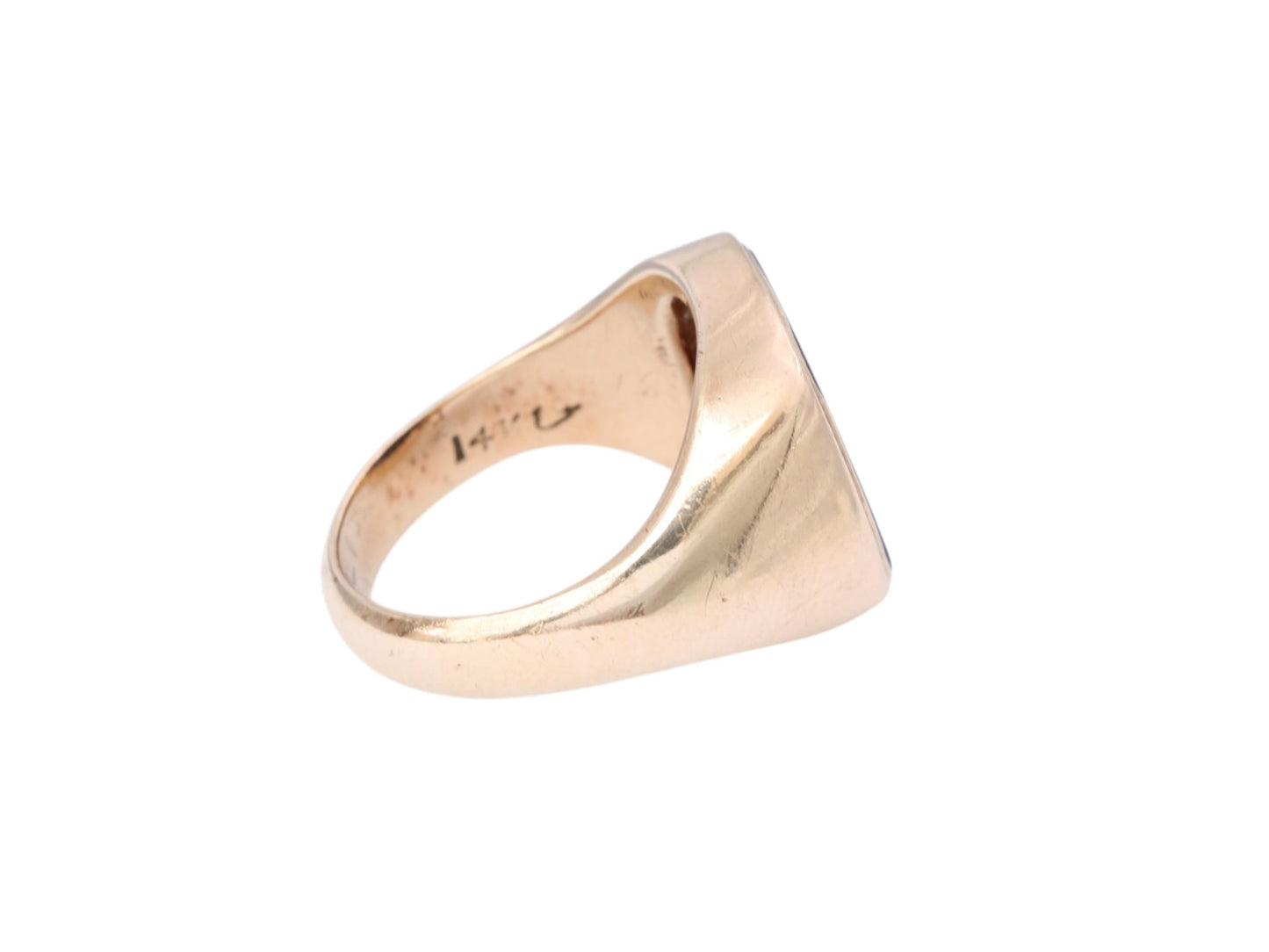 Antique-14ct-Gold-Lapis-Lazuli-Lion-Intaglio-Signet-Ring---Birks-c.1910