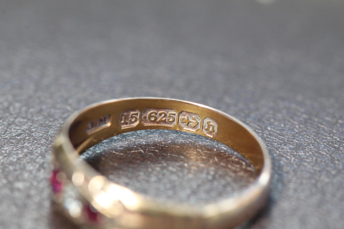 Antique 15ct Gold Ruby & Diamond Gypsy Ring, 1895