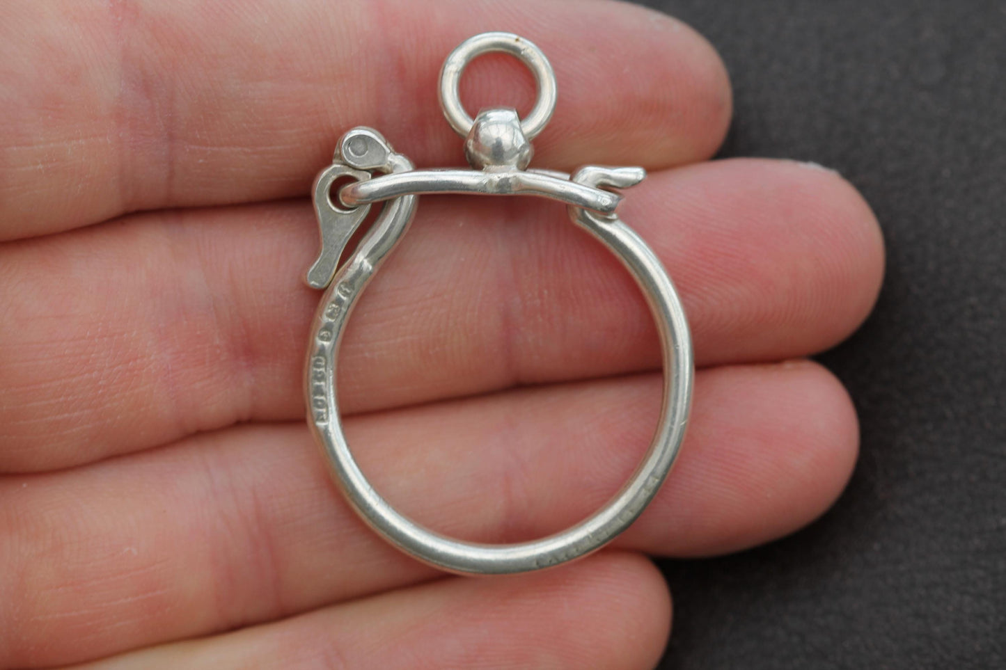 Antique Sterling Silver Large Clasp Fastener, 1908