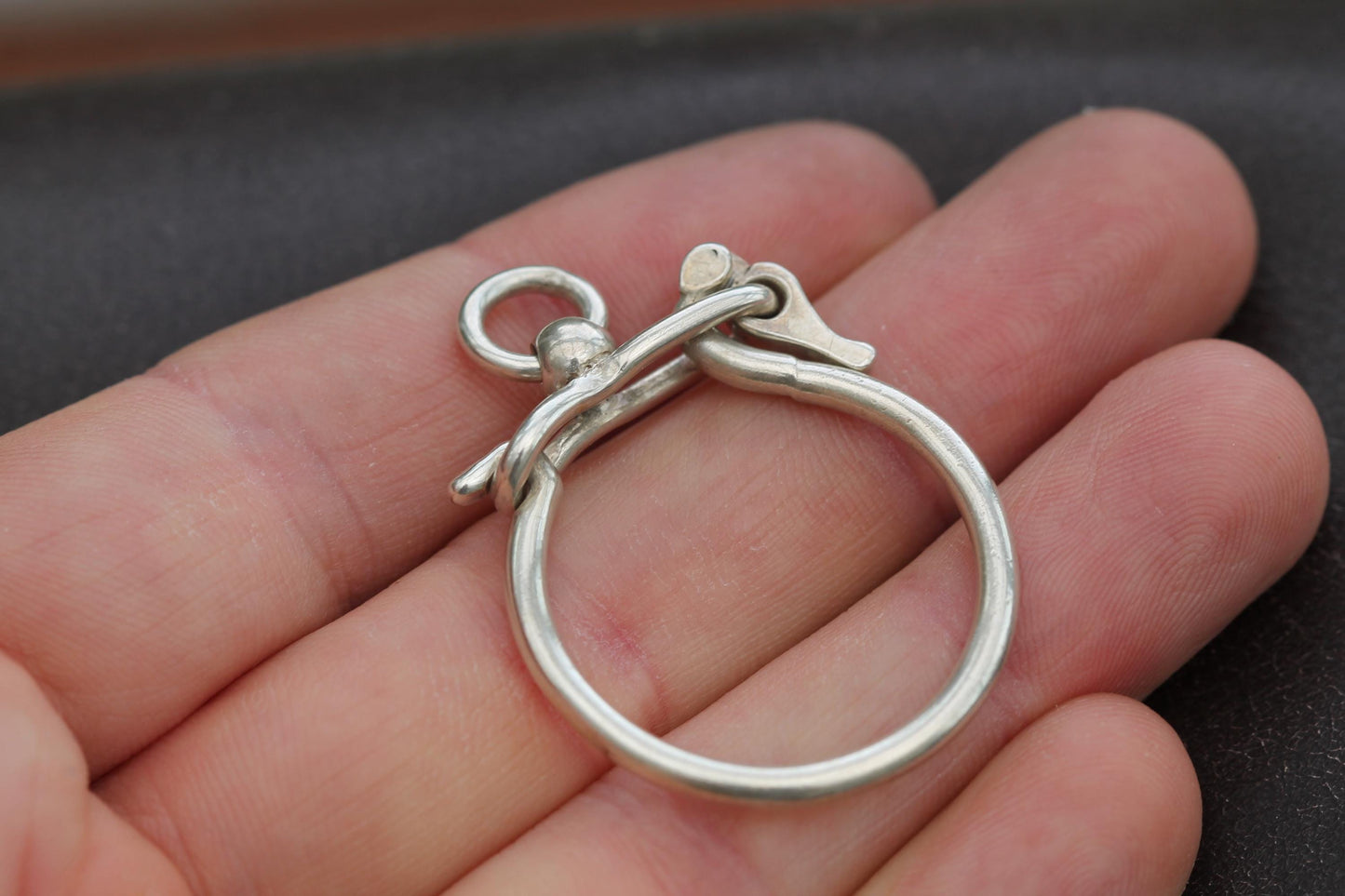Antique Sterling Silver Large Clasp Fastener, 1908