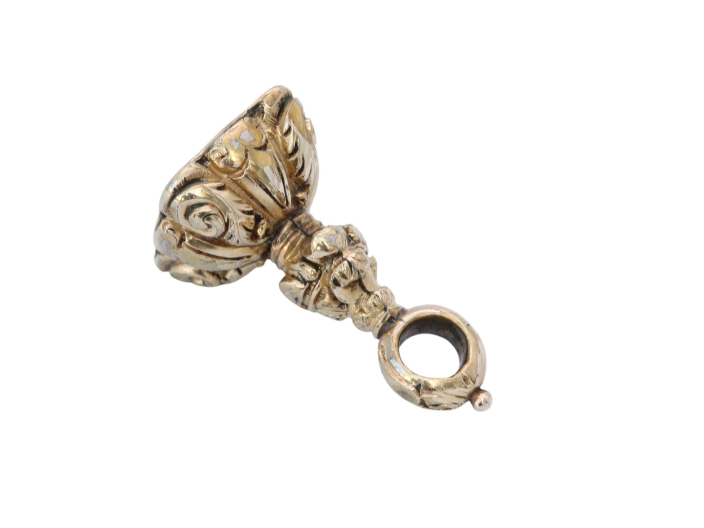 Antique 9ct Gold Filled Forget Me Not Flower Chalcedony Intaglio Seal Pendant