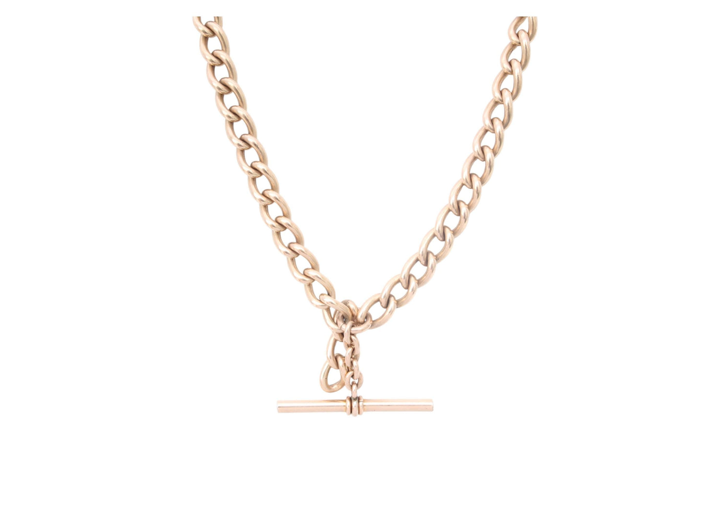 Antique 9ct Gold Filled Double Albert Curb Link Chain Necklace, 15.75"