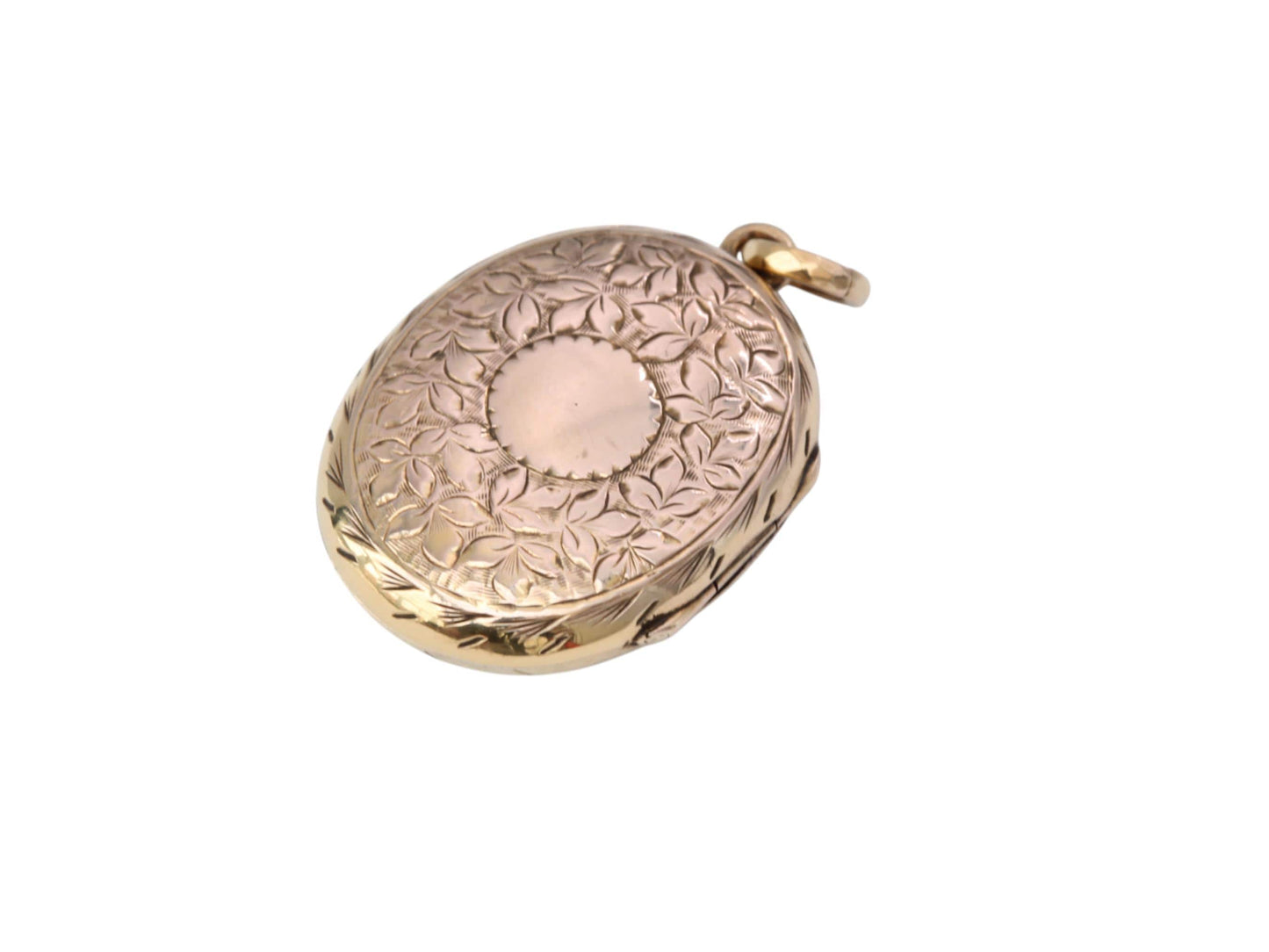 Antique Victorian 9ct Gold Locket, Forget-Me-Not & Ivy Chasing, Sentimental Keepsake Pendant c.1890