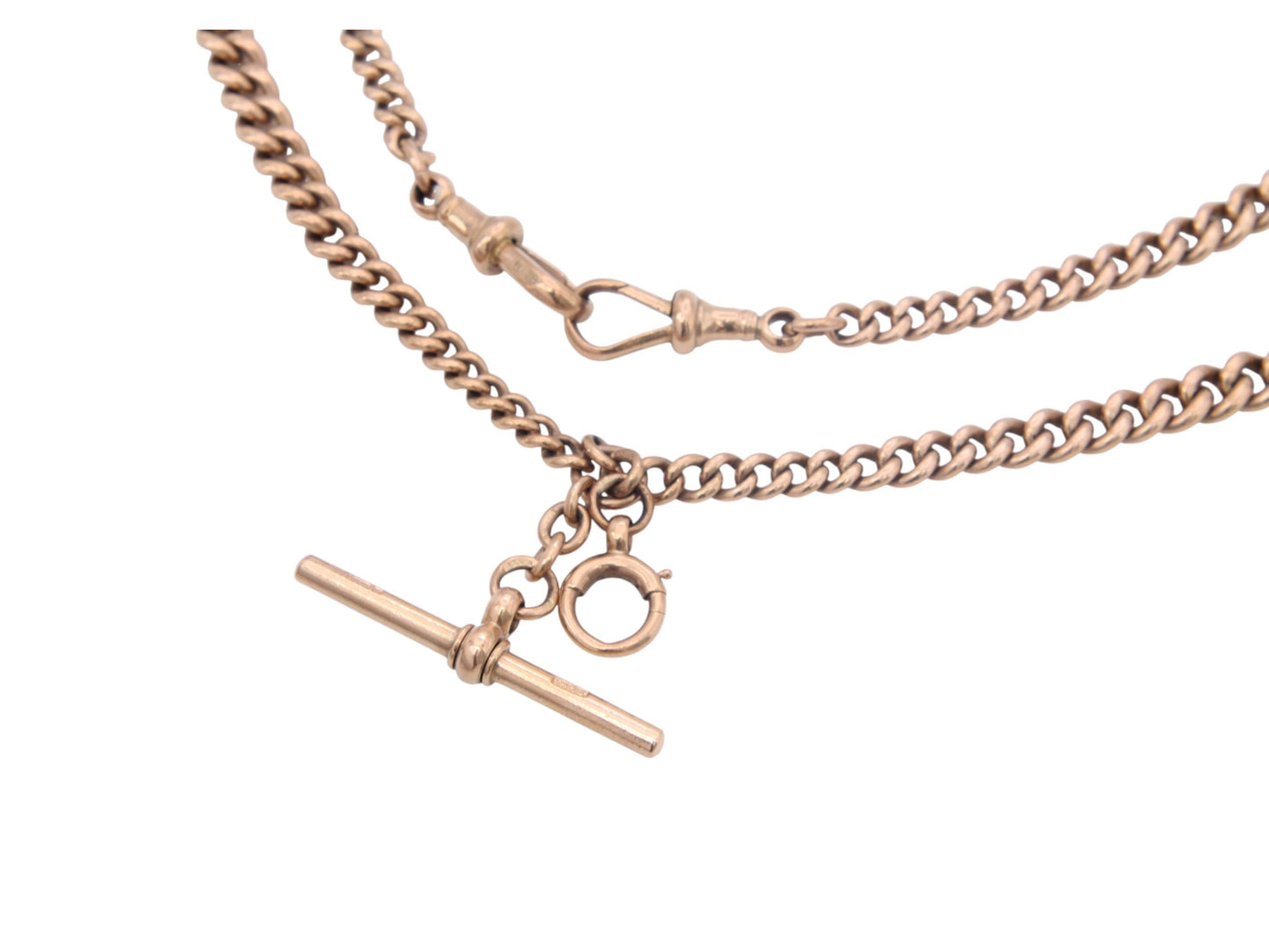 Antique 9ct Gold Double Albert Chain Necklace, Heavy Graduated Links, 45g, 16.5"