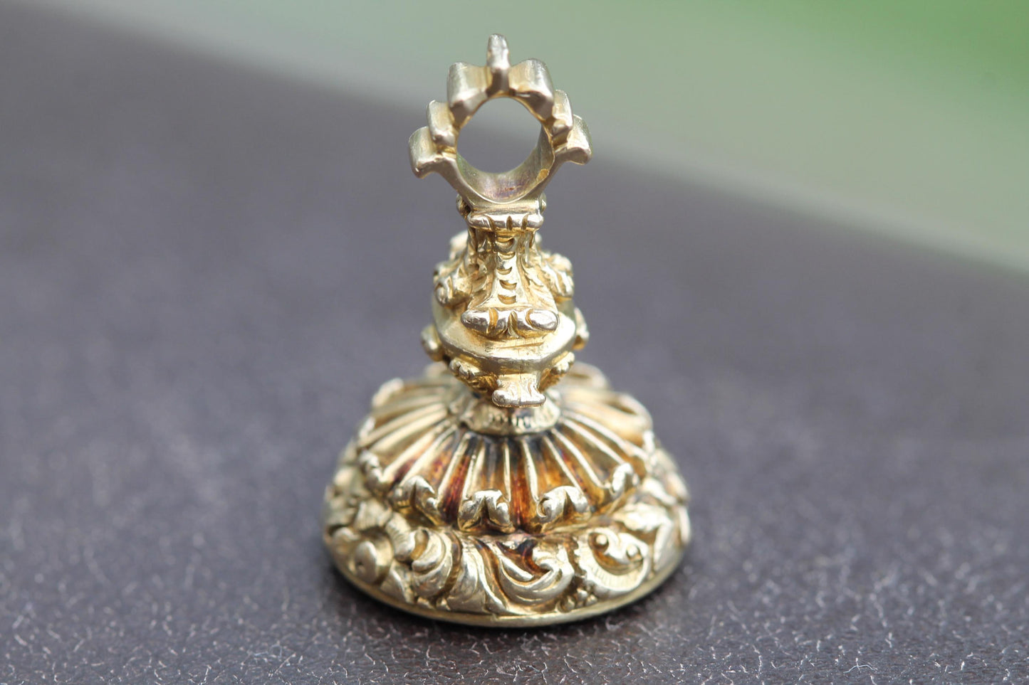 Antique 15ct Gold Seal, Bloodstone Intaglio with Ship & Motto “Such Is Life”, Victorian Sentimental Jewel c.1880