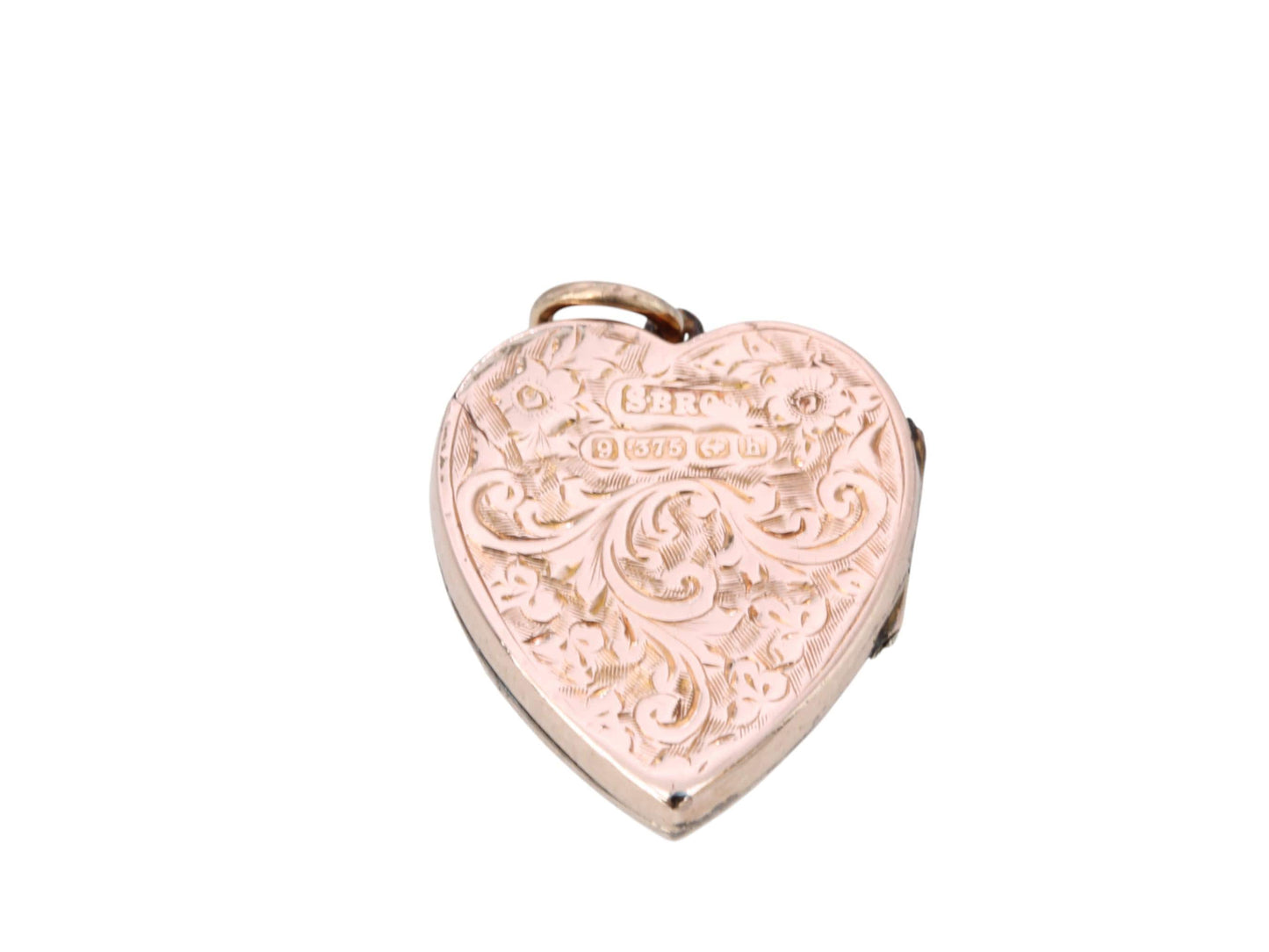 Antique Edwardian 9ct Gold Heart Locket, Floral Chasing & Forget-Me-Nots, 1907