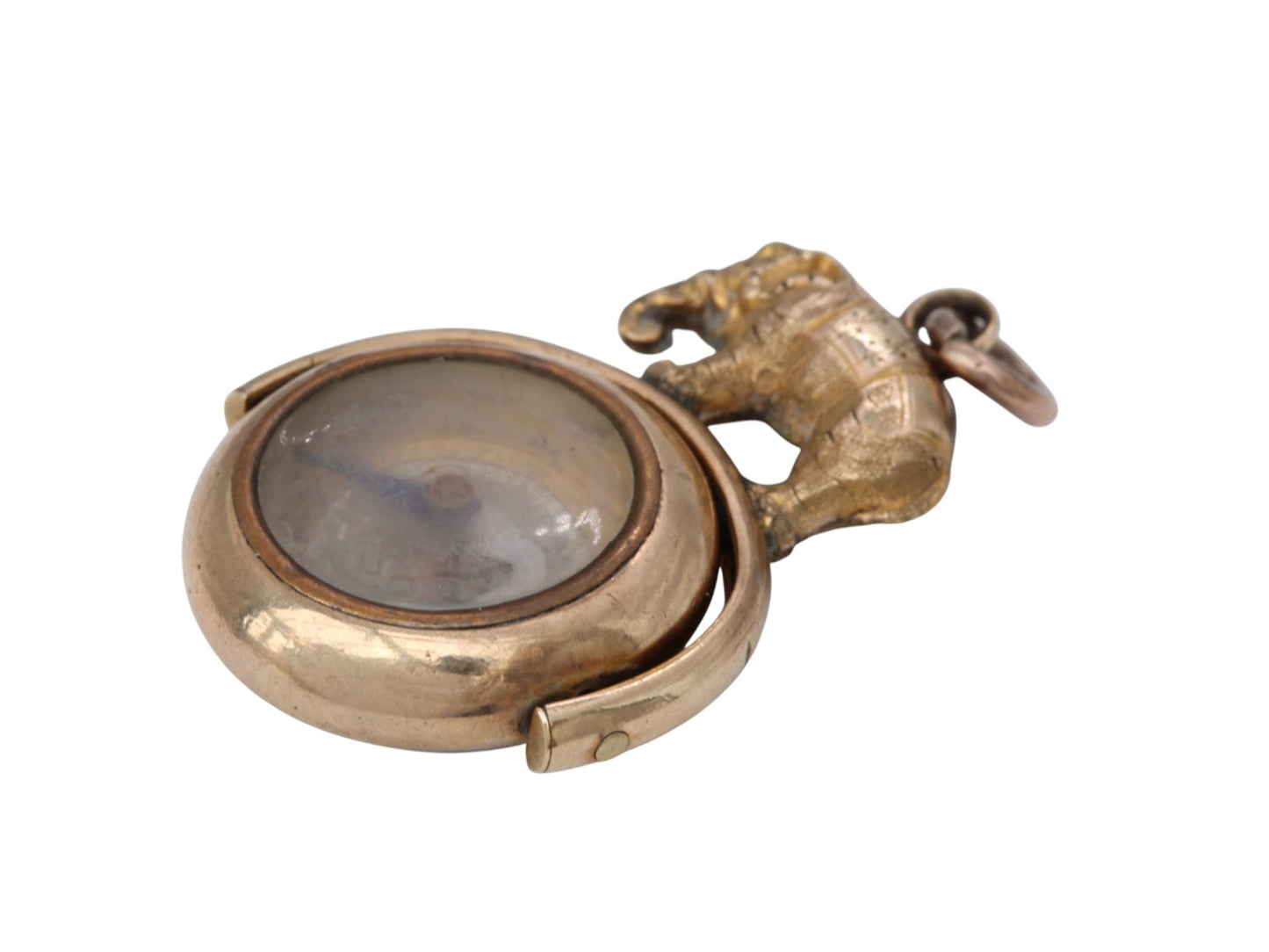 Antique Victorian 9ct Rolled Gold Spinner Pendant, Compass & Sardonyx with Elephant Motif c.1900s