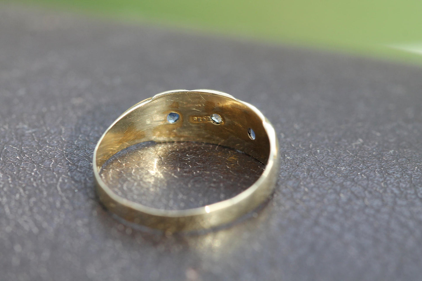 Antique 15ct Gold Diamond Sapphire Gypsy Ring, 1896