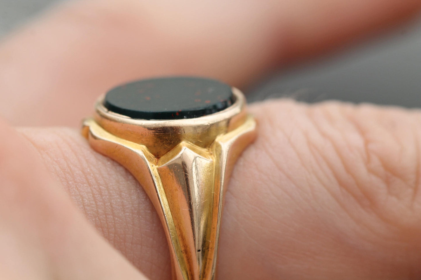 Antique 15ct Gold Bloodstone Signet Ring, 1893