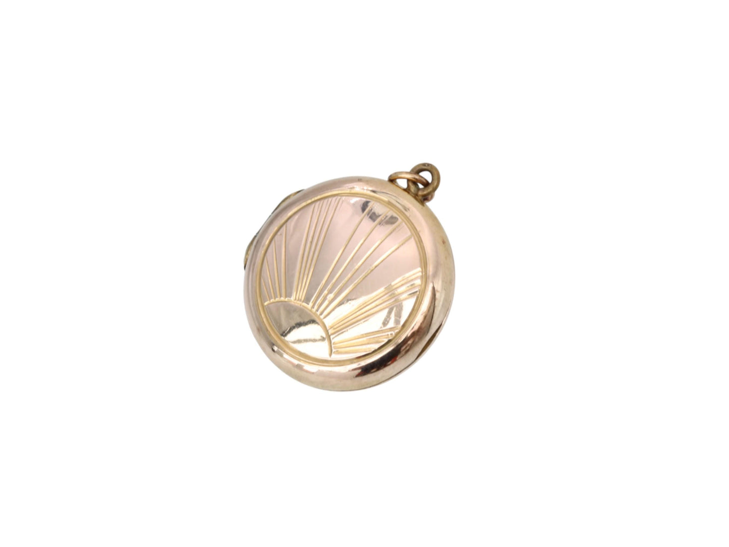 Vintage 9ct Gold Sunburst Locket, Art Deco Style c.1950
