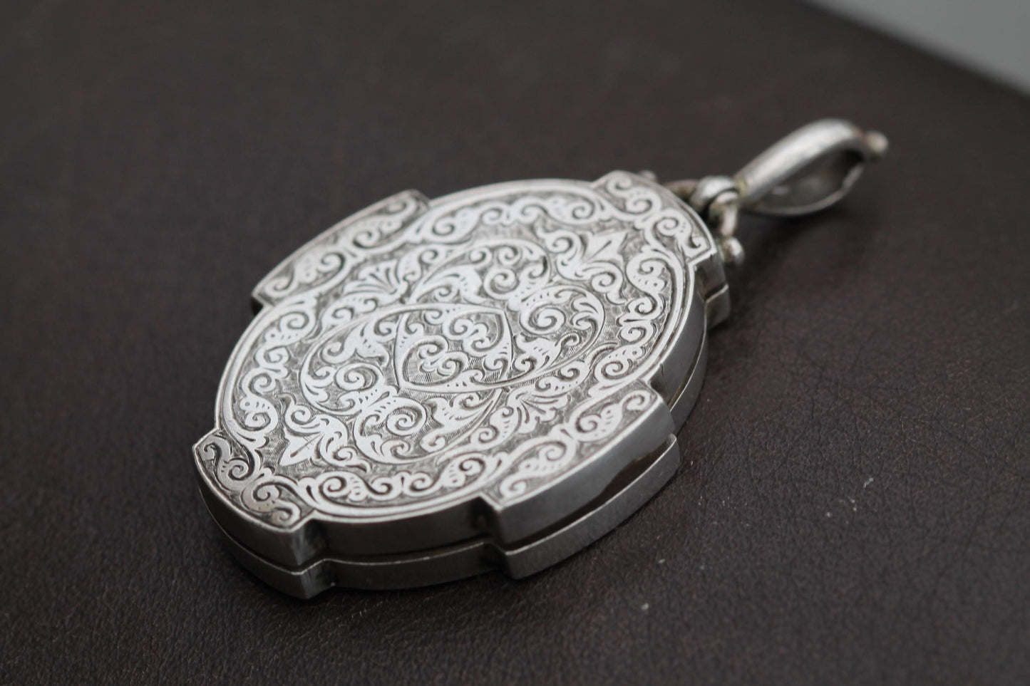 Antique Sterling Silver Large Decorative Locket, 1884