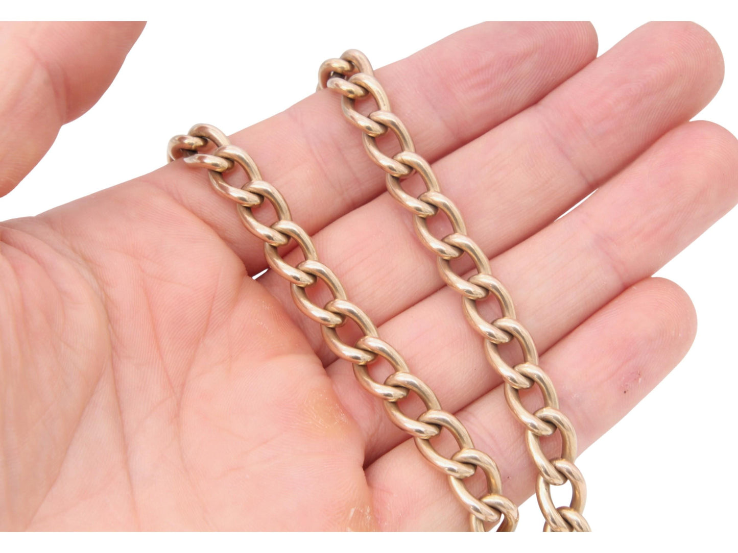 Antique 9ct Gold Filled Double Albert Curb Link Chain Necklace, 15.75"