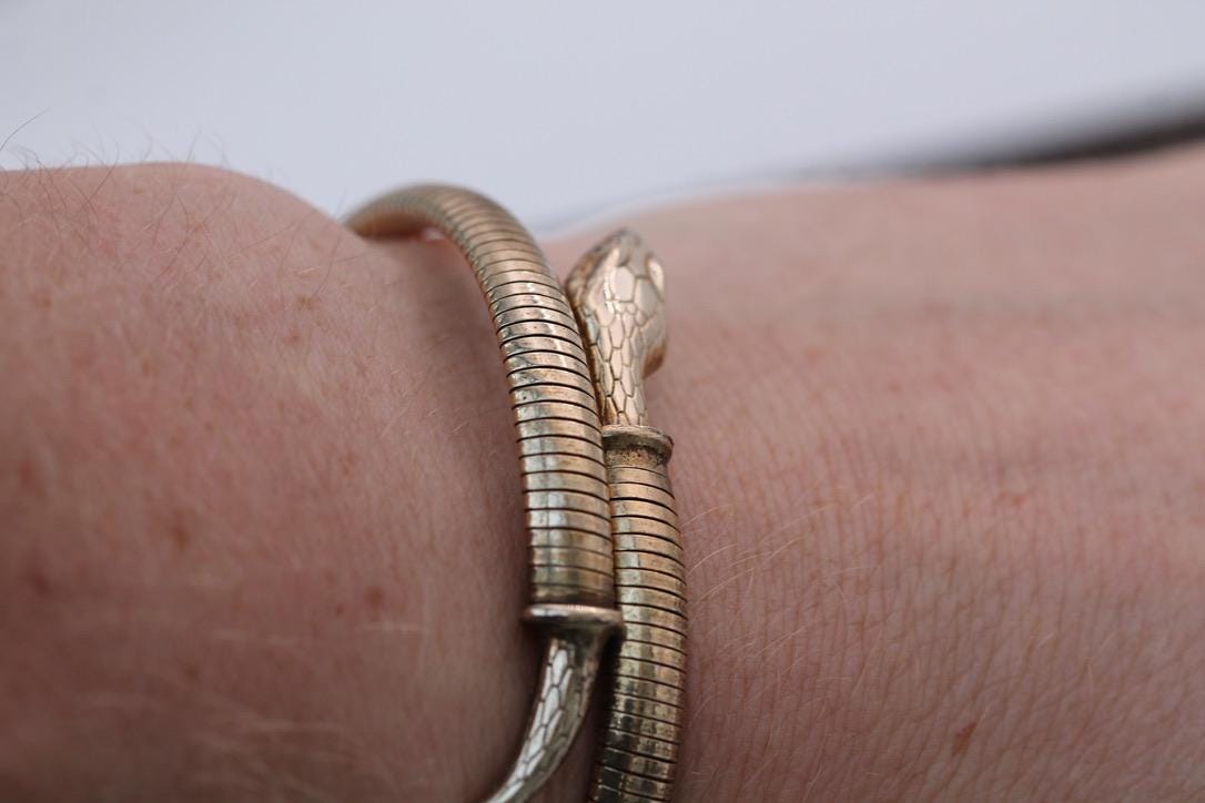 Antique 9ct Rolled Gold Snake Bangle