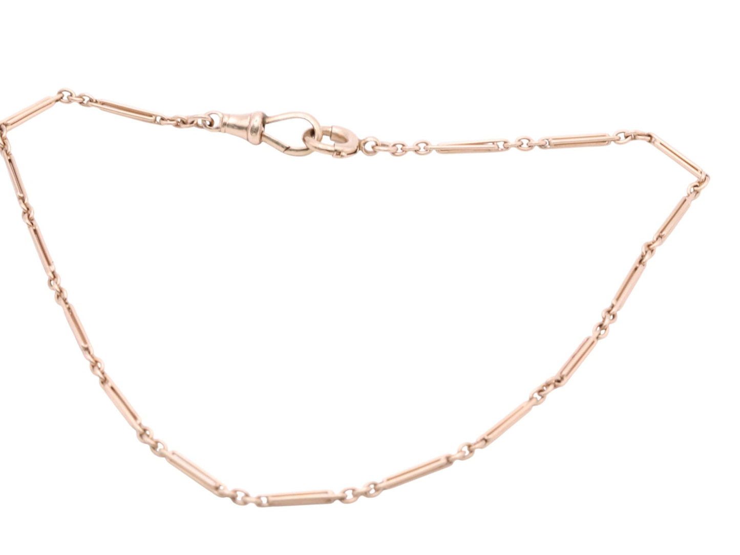 Antique 9ct Yellow Gold Trombone Fetter Link Necklace Chain, 13.25"