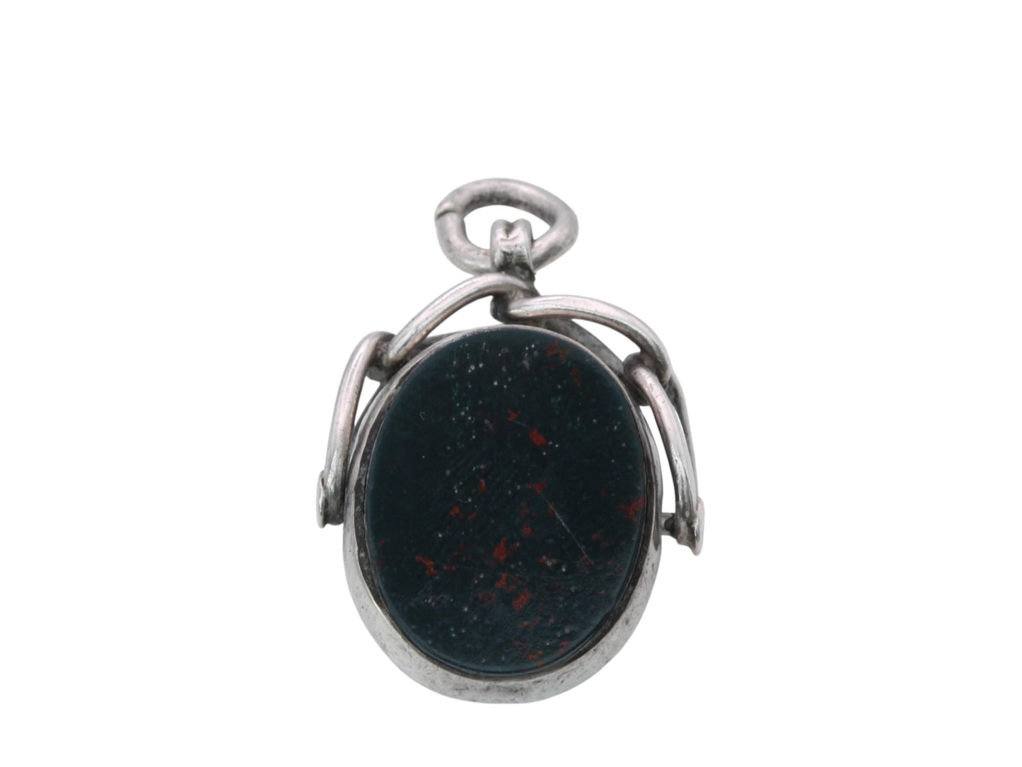 Antique-Sterling-Silver-Bloodstone-Spinner-Pendant