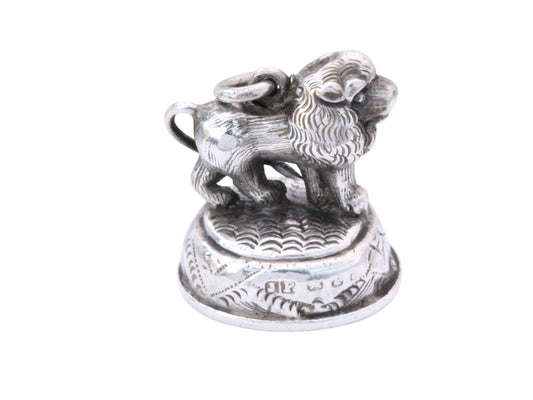 Antique Sterling Silver Lion Mounted Pendant, 1898