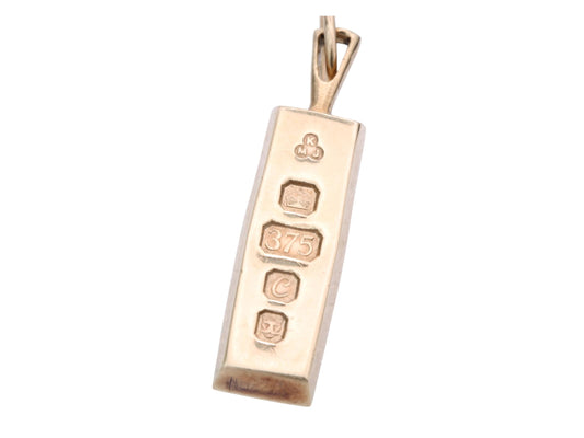 Vintage 9ct Gold Ingot Pendant, 1977