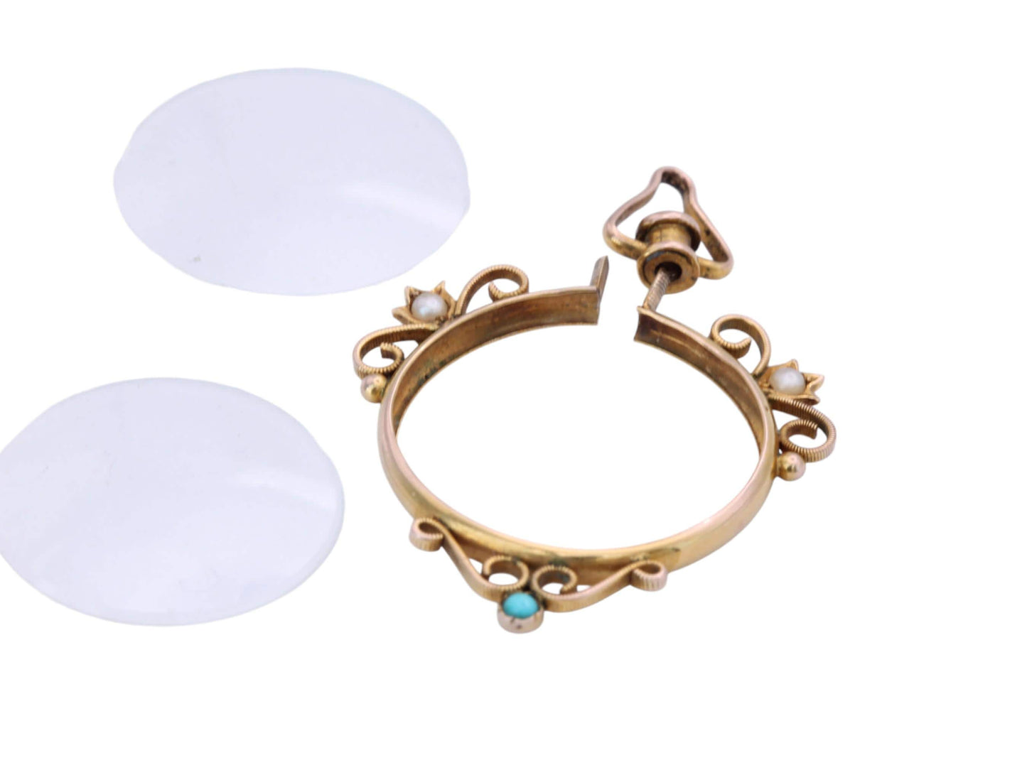 Antique 9ct Gold Pearl Turquoise Locket Pendant