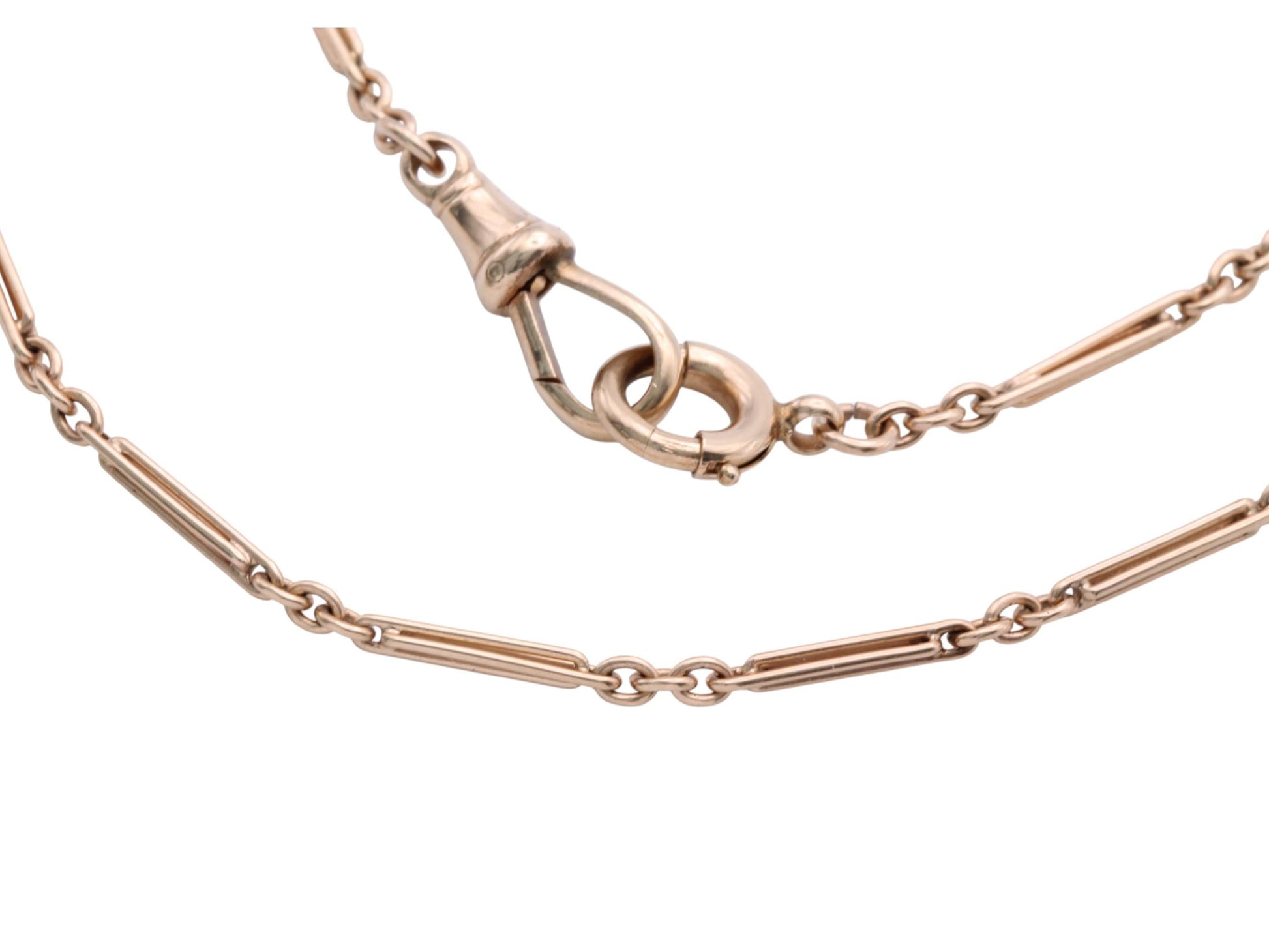 Antique-9ct-Yellow-Gold-Trombone-Fetter-Link-Necklace-Chain,-13.25"