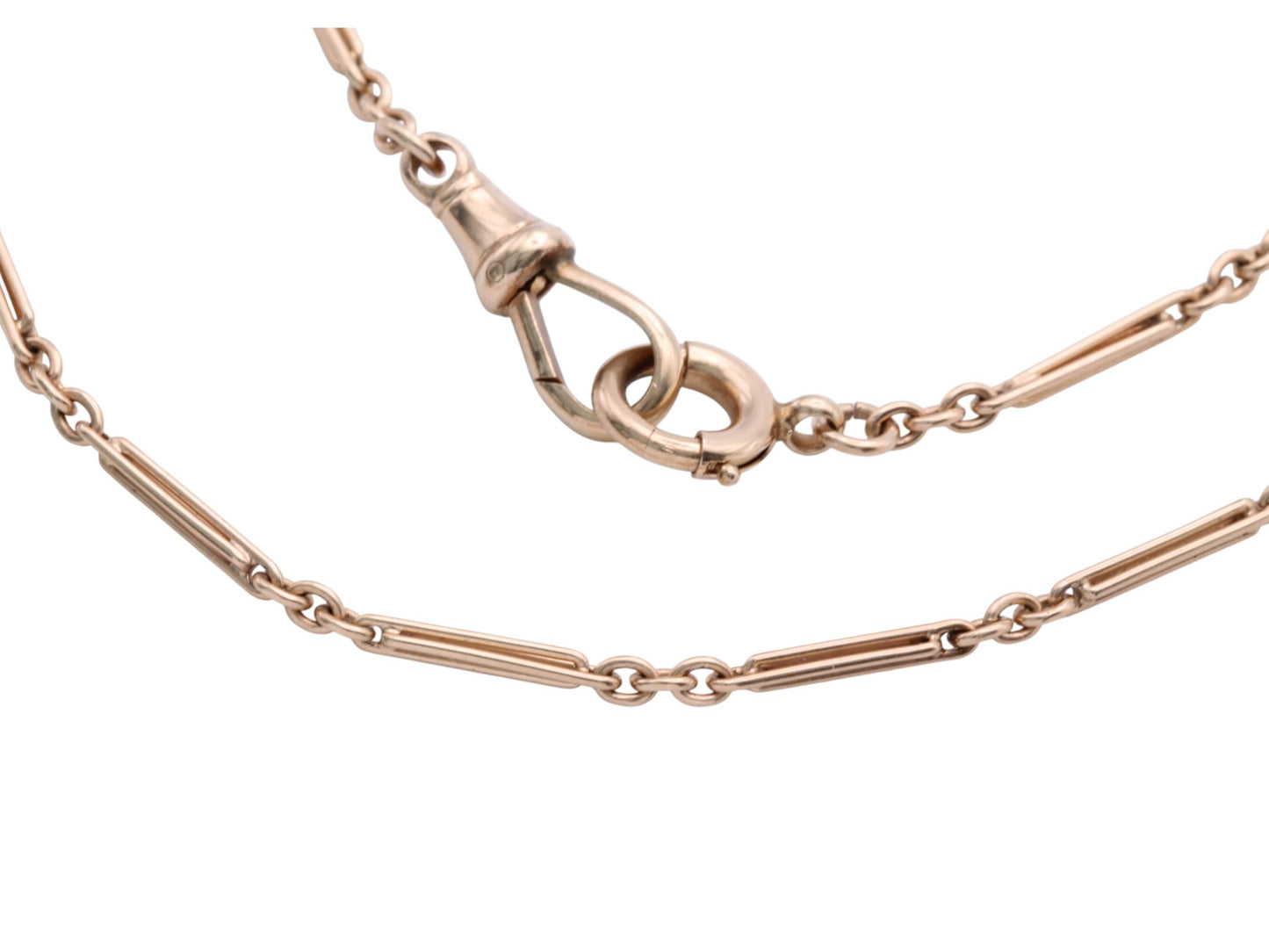 Antique-9ct-Yellow-Gold-Trombone-Fetter-Link-Necklace-Chain,-13.25"