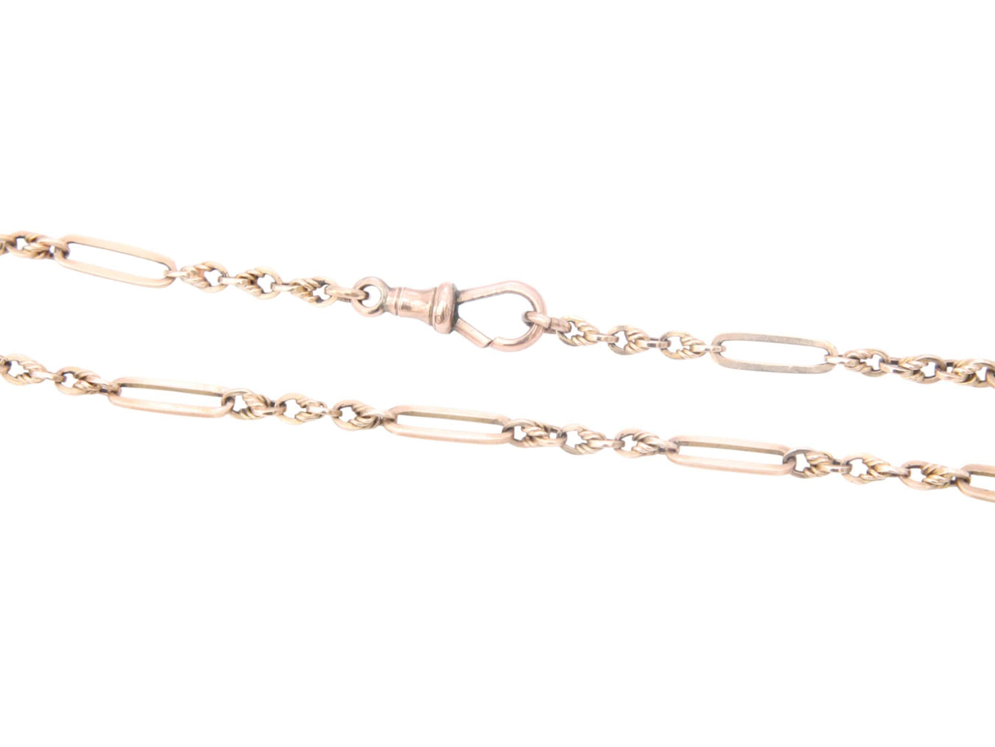 Antique 9ct Gold Trombone Lovers Knot Necklace Chain, 15.75"