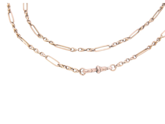 Antique 9ct Gold Trombone Lovers Knot Necklace Chain, 15.75"