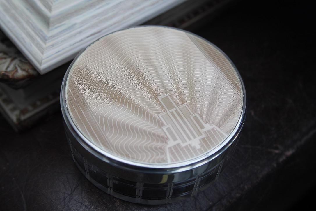 Antique Sterling Silver Enamel Guilloche Vanity Glass Jar