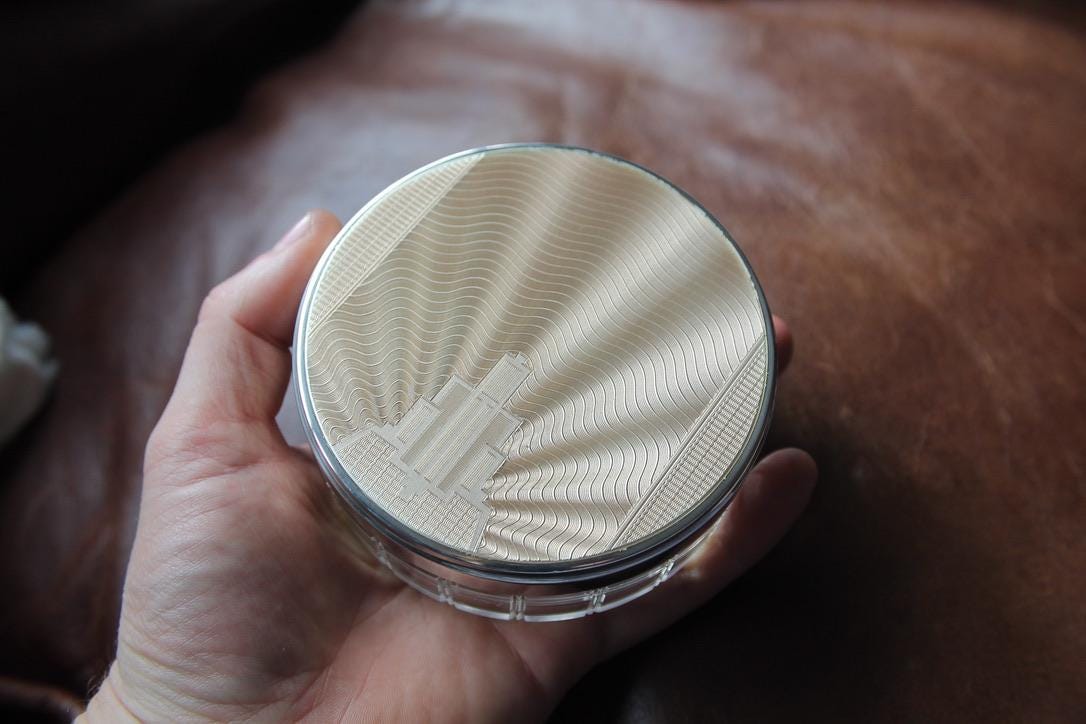 Antique Sterling Silver Enamel Guilloche Vanity Glass Jar