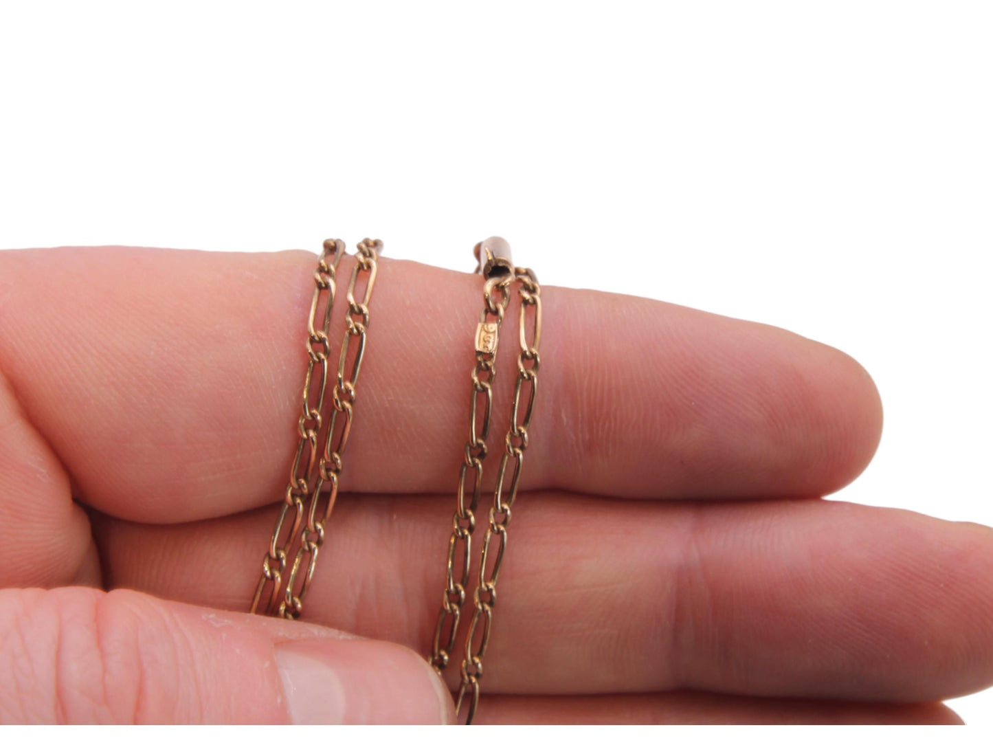 Antique-9ct-Gold-Paste-Locket-And-Necklace-Original-Box,-15.75"