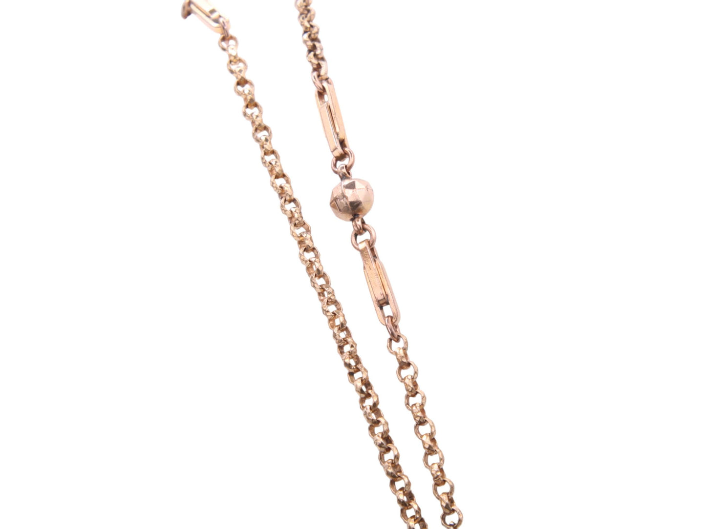 Antique-18ct-Gold-Filled-Fetter-Ball-Link-Long-Guard,-53"