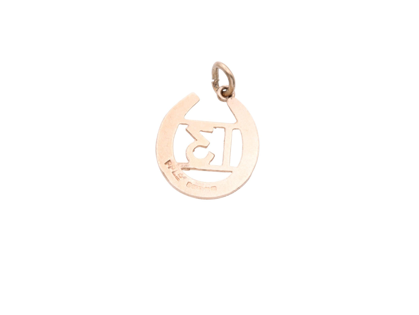 Vintage-9ct-Gold-Lucky-Number-13-Horseshoe-Charm-Pendant