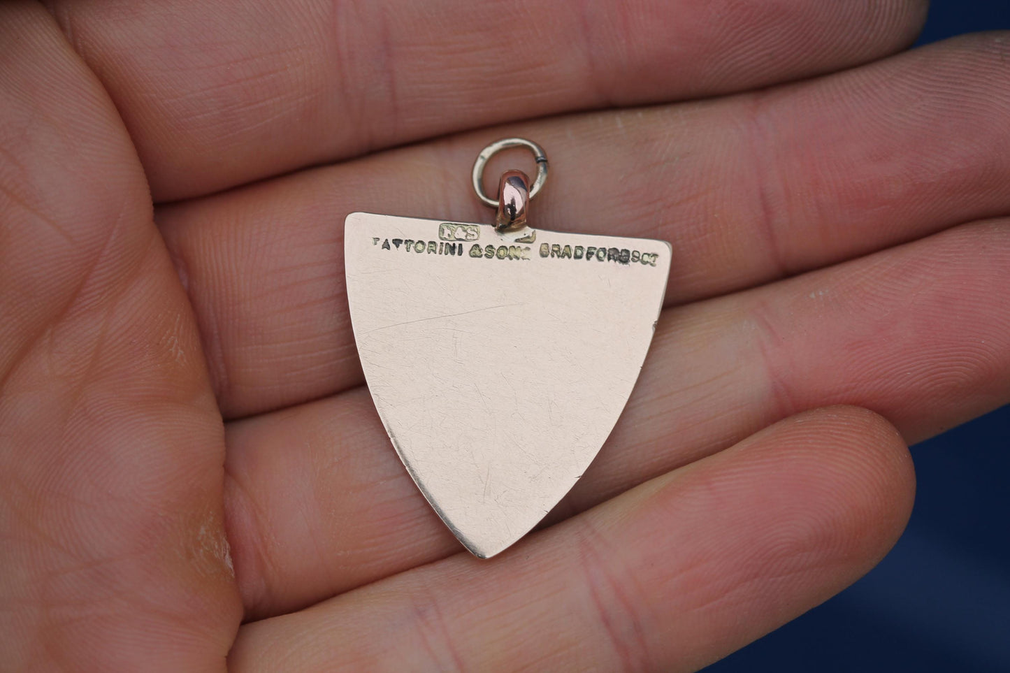 Antique-9ct-Gold-Shield-Enamel-Chased-Boar-Pendant