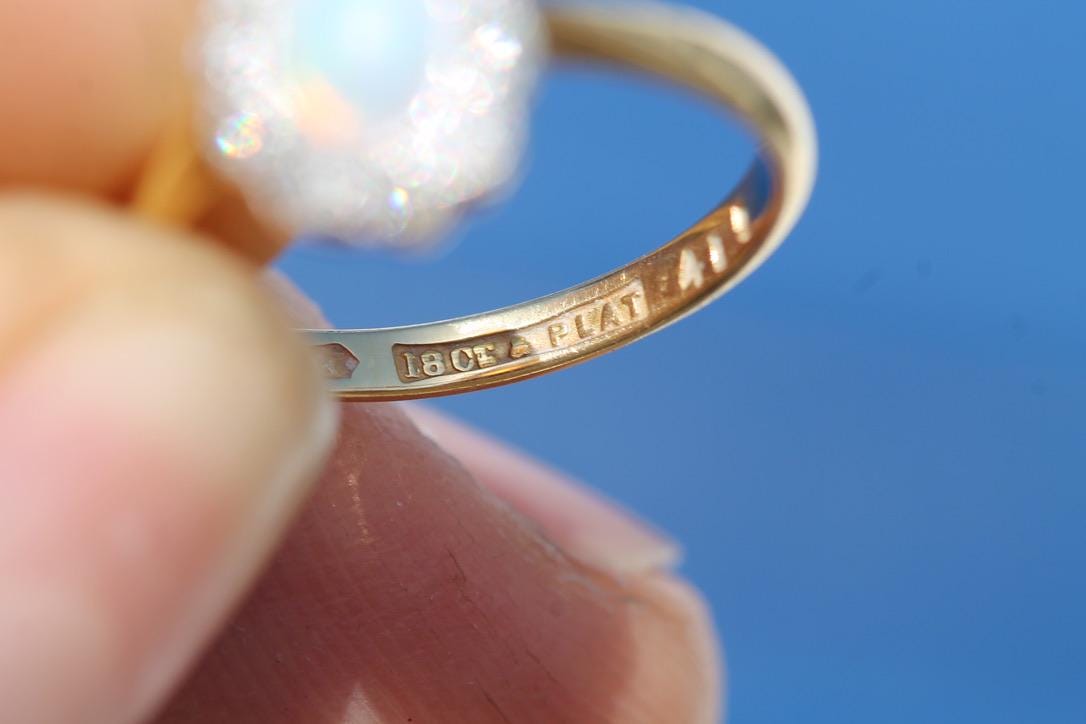 Antique-Art-Deco-18ct-Gold-&-Platinum-Opal-Diamond-Ring