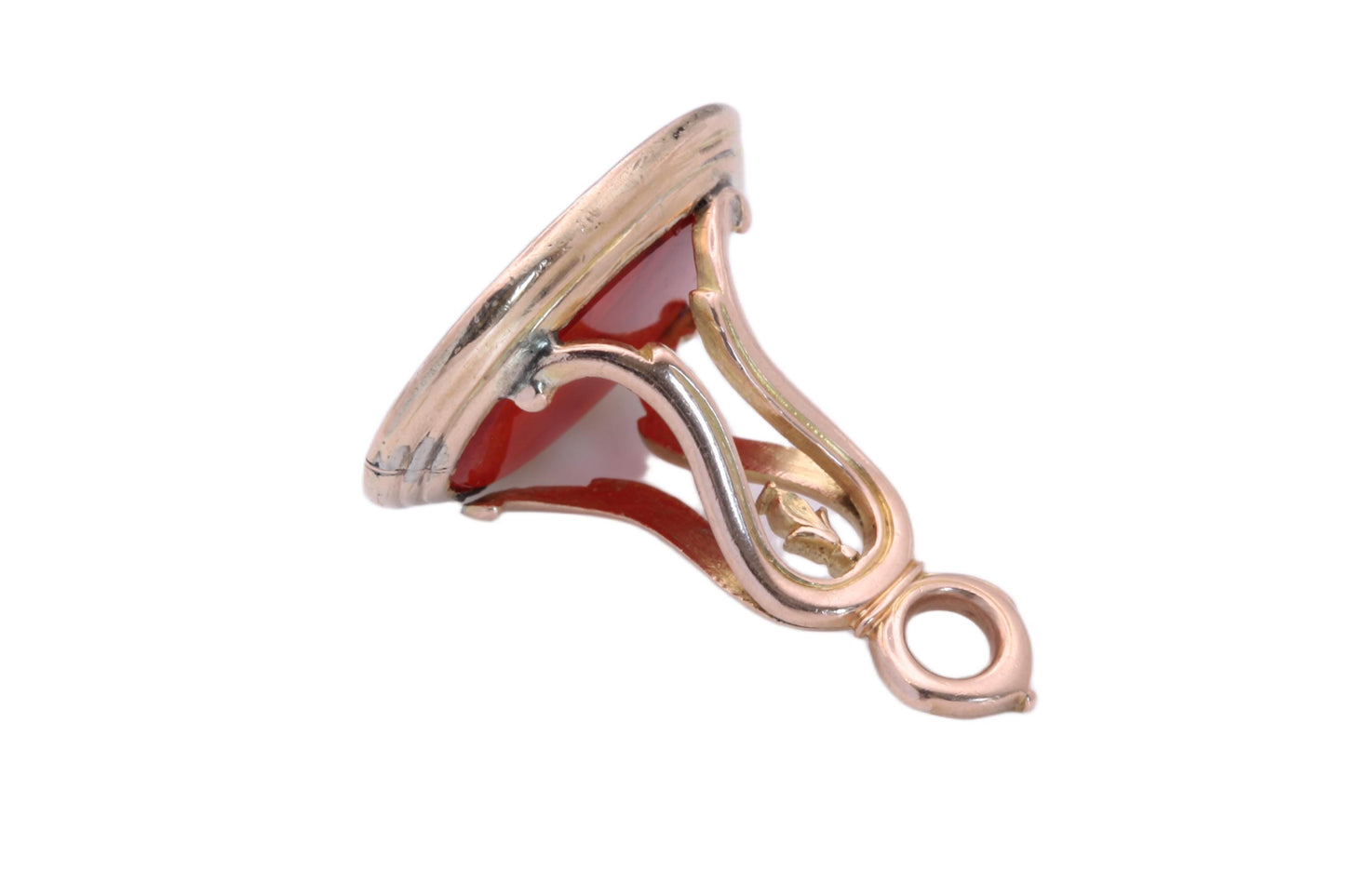 Antique-9ct-Gold-Carnelian-Intaglio-Lion-Crest-Seal-Pendant