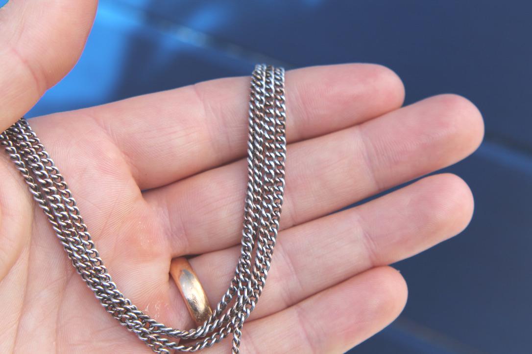 Antique-Silver-&-Rolled-Gold-Long-Guard-Chain,-c.1920