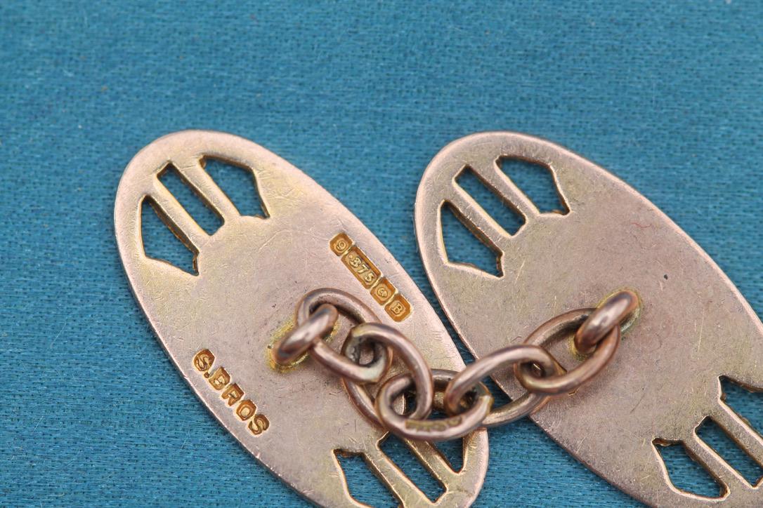 Antique-9ct-Rose-Gold-Swallow-Cufflinks,-1926