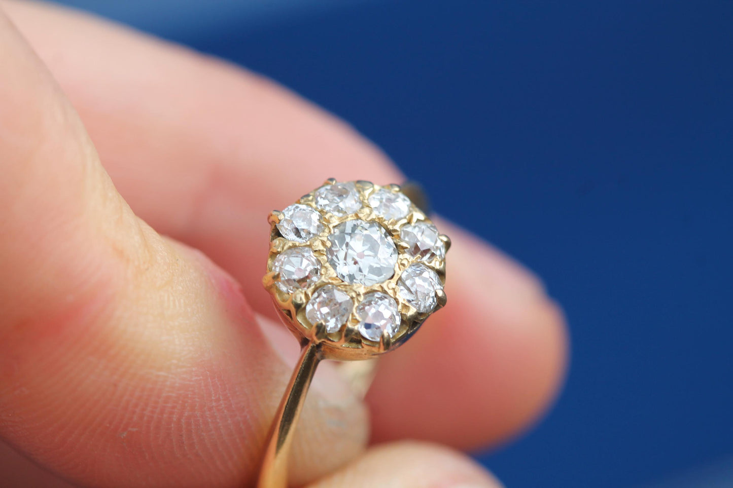 Antique-18ct-Gold-Old-Mine-Cut-Diamond-Cluster-Ring-|-Victorian-c.1890