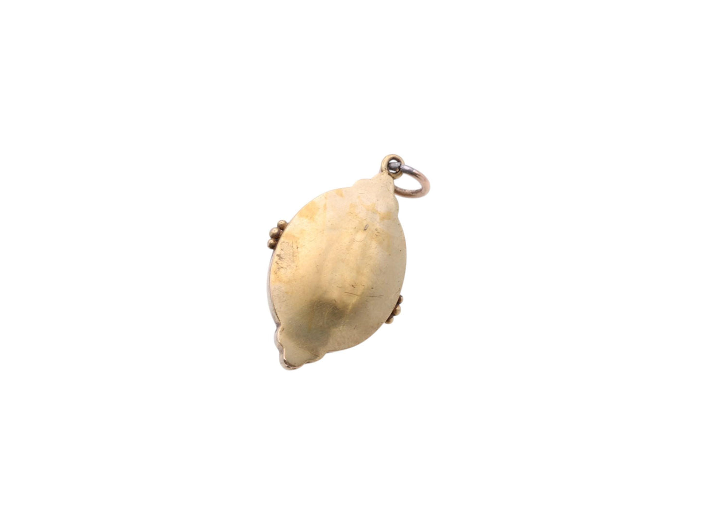 Antique-15ct-Gold-Pendant-|-Onyx-Cabochon-|-Black-Enamel-|-Seed-Pearls-|-c.1860