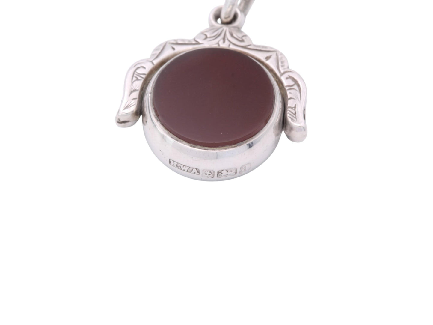 Antique-Silver-Spinner-Pendant-|-Bloodstone-&-Carnelian-|-Victorian