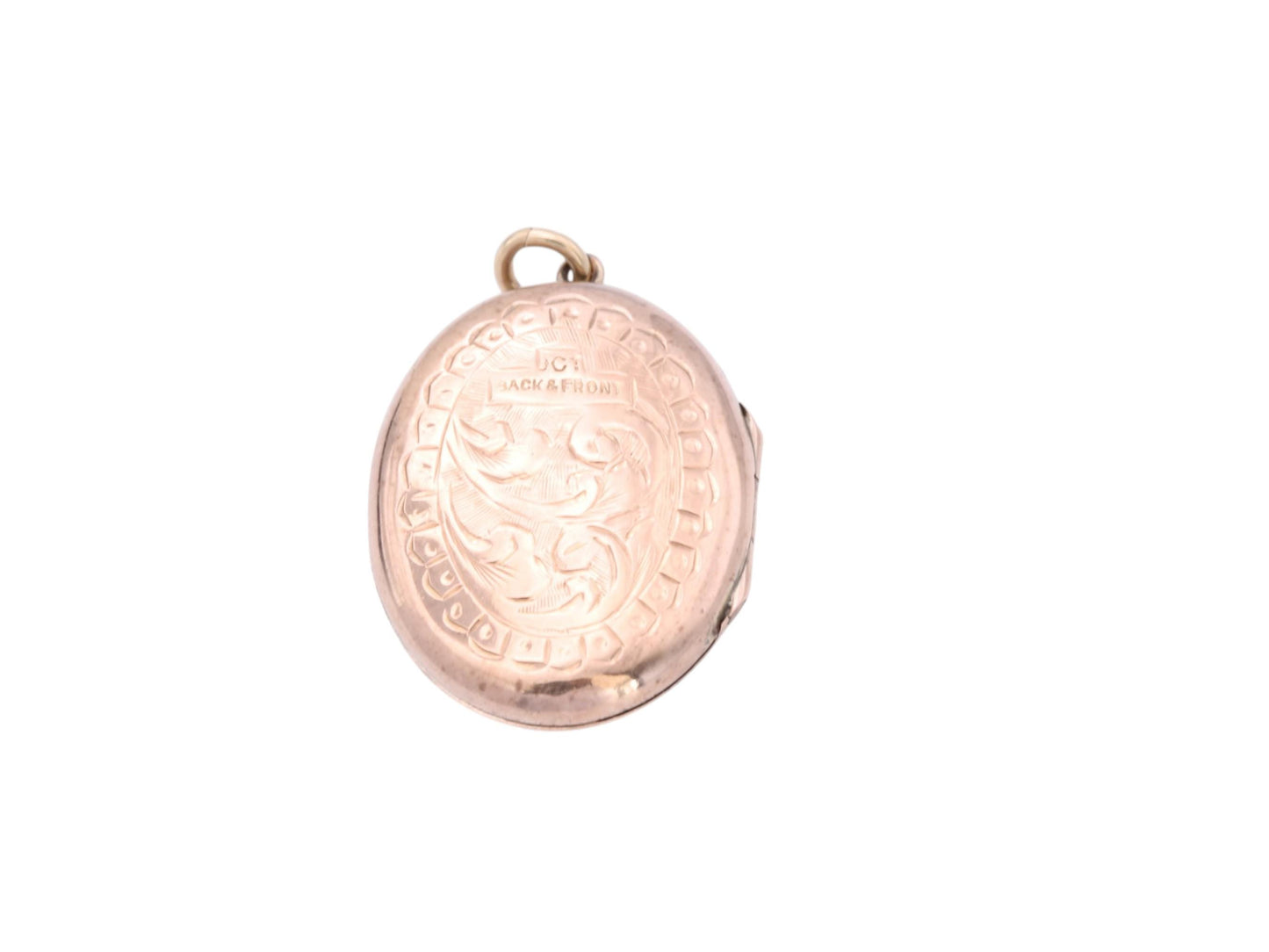 Antique-9ct-Rose-Gold-Locket-|-Floral-Chasing-Front-&-Back-|-Edwardian