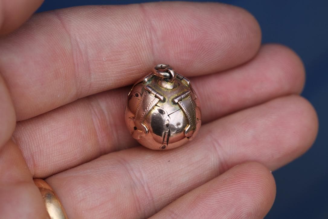 Antique-9ct-Rose-Gold-&-Silver-Masonic-Ball-Pendant-|-Edwardian