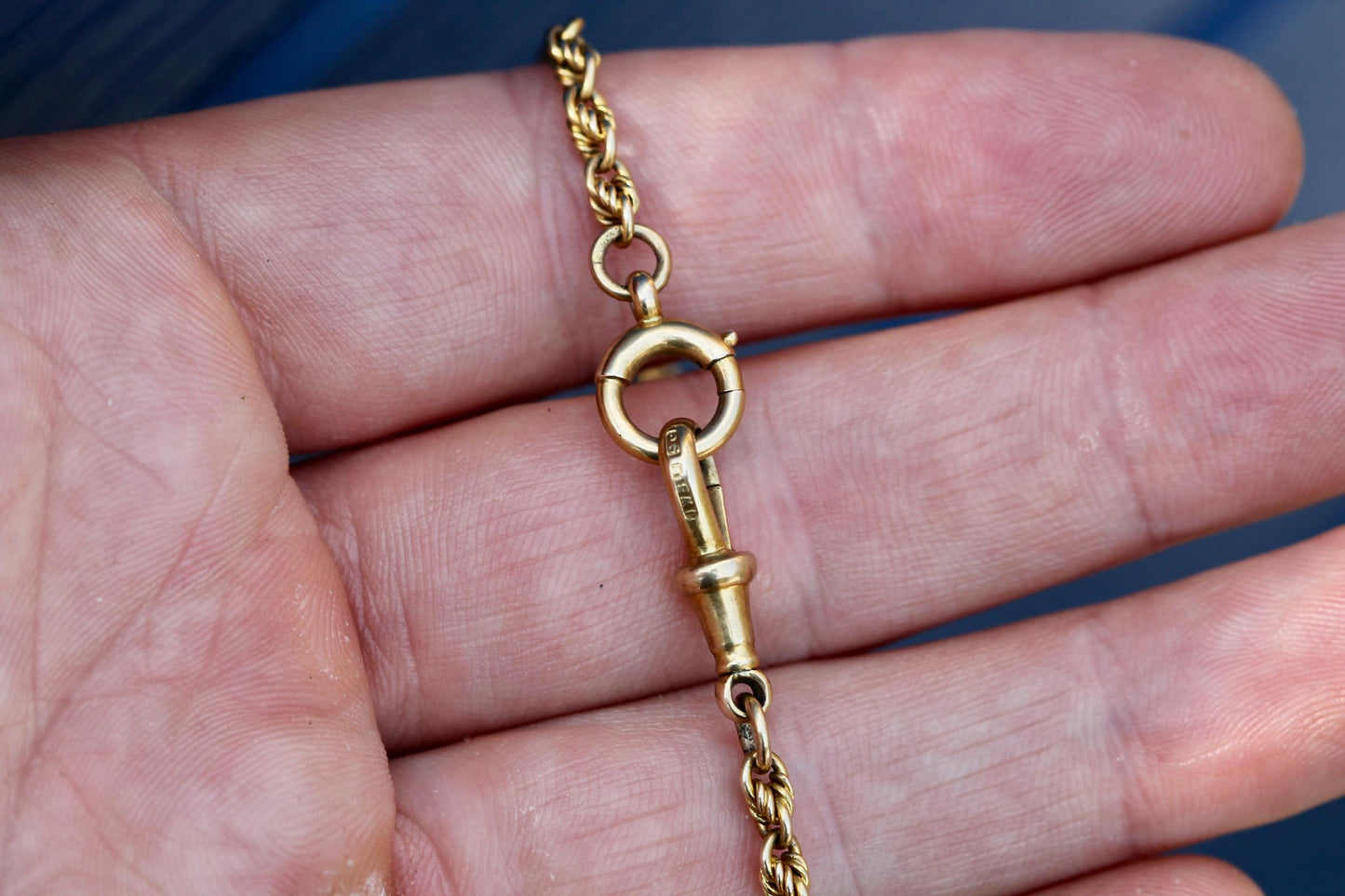 Antique-9ct-Gold-Albert-Chain-|-Fetter-&-Lover's-Knot-Link-Necklace-|-JW-Benson-|-14.25"
