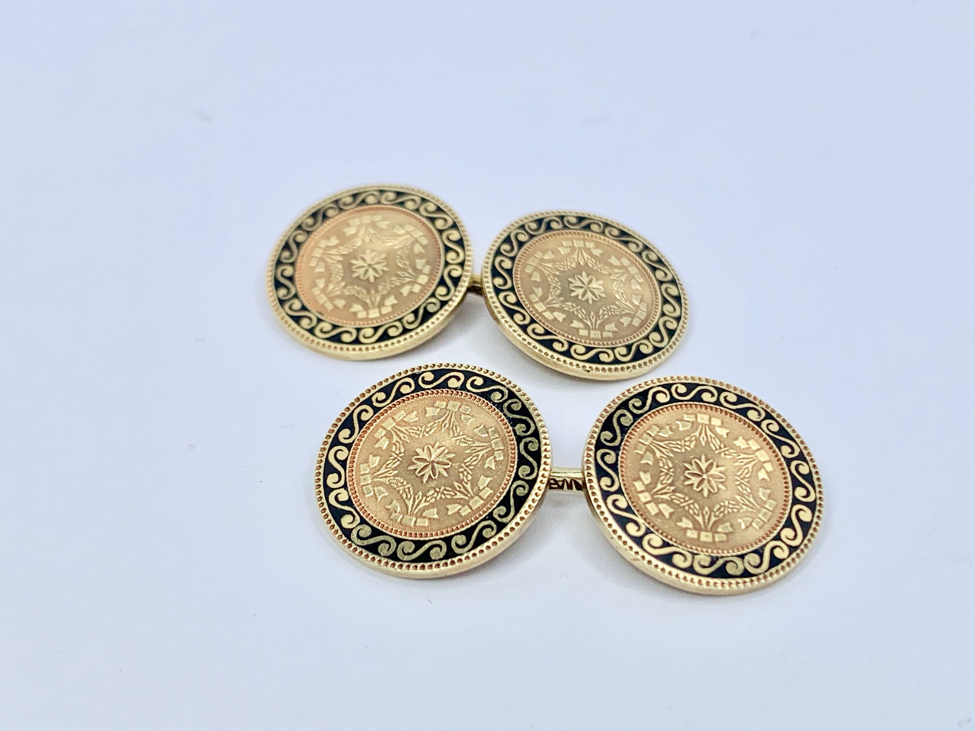 14ct-antique-gold-enamel-cufflinks
