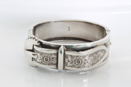 antique-victorian-decorative-silver-buckle-bangle