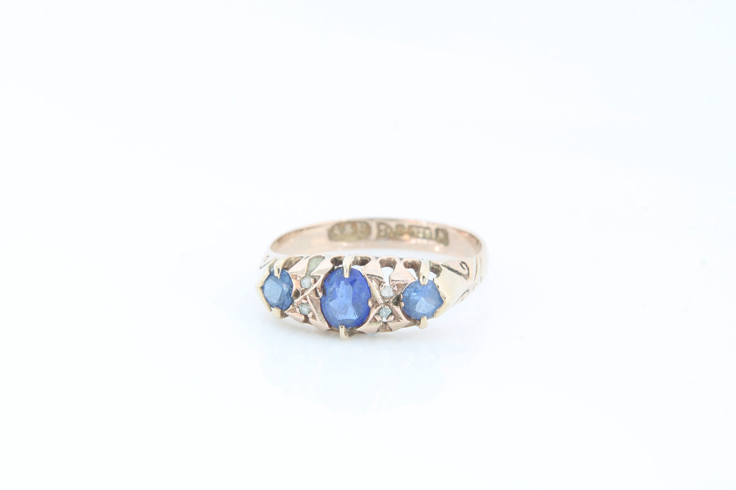 antique-9ct-gold-diamond-and-blue-paste-ring